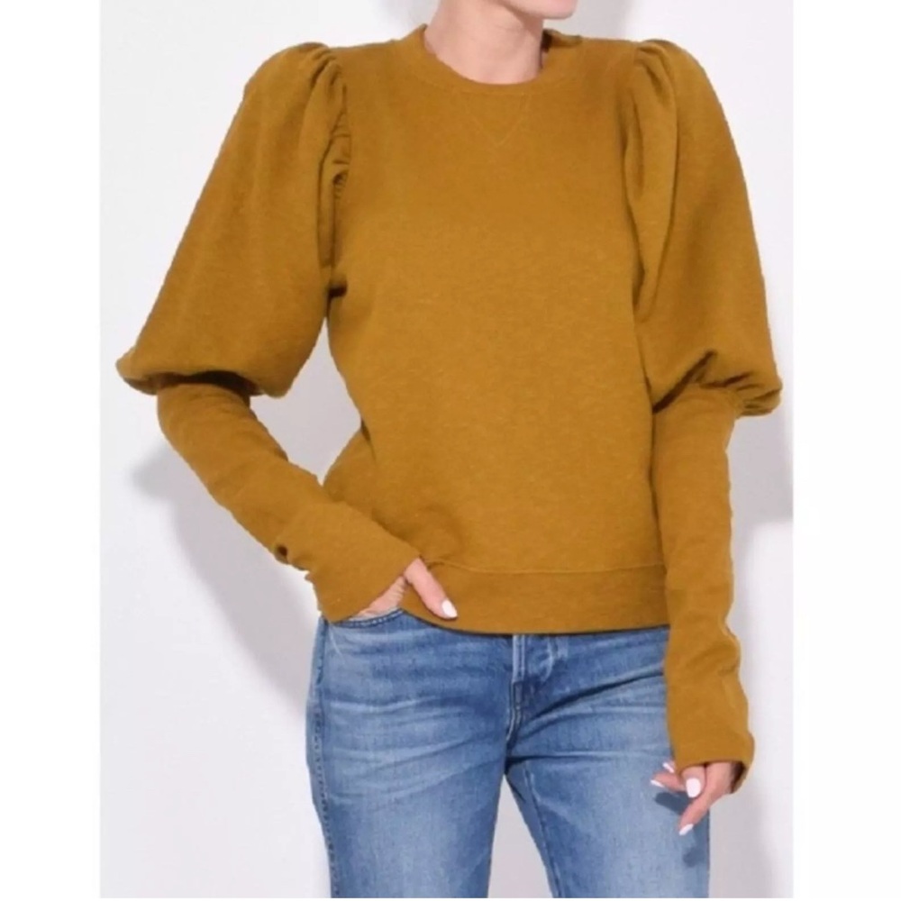 Ulla Johnson Mustard Puff-Sleeve Sweatshirt